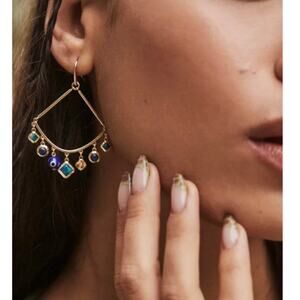 Kendra Scott Gemma Drop Orchid Stone Evil Eye Gold Charm Earrings